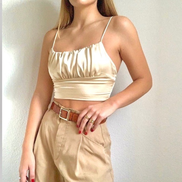 Zara gold satin crop top Clearance